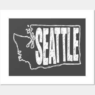 Seattle, Washington (White Graphic) Posters and Art